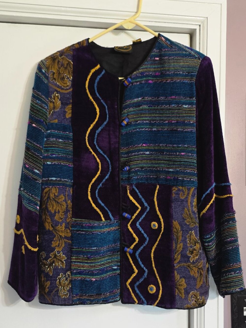 Julia Kim Wearable Art Patchwork Velvet Jacket Small Boho Tapestry Lagenlook